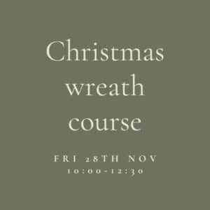 Wreath making events for Christmas near Reading. Small door wreath workshop lead by Local florist Emma at the Green Parlour Flower School studio in Pangbourne
