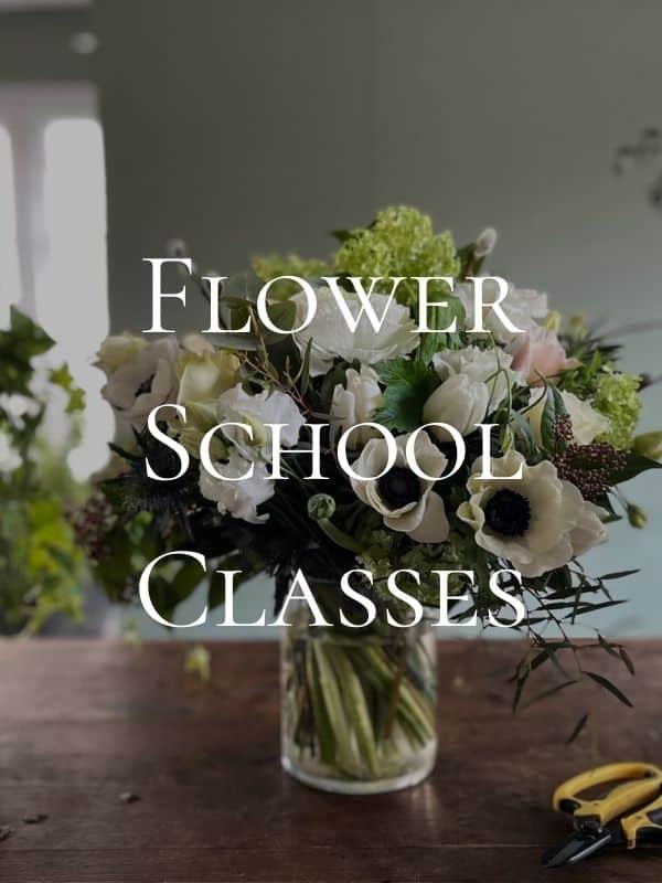 vase of flowers arranged in our flower school in berkshire